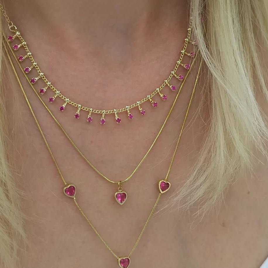 Gold Pembe Taşlı İki Kolye Kombin