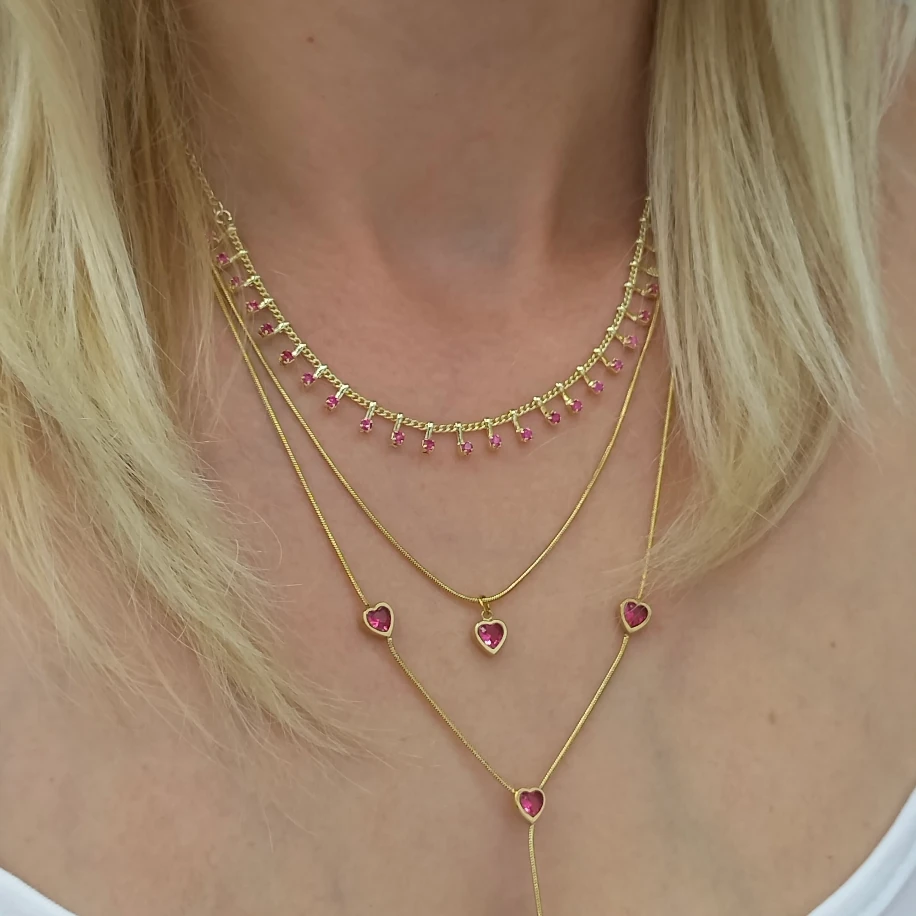 Gold Pembe Taşlı İki Kolye Kombin