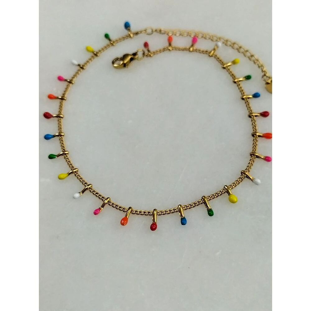 Gold Çelik Renkli Mineli Halhal image