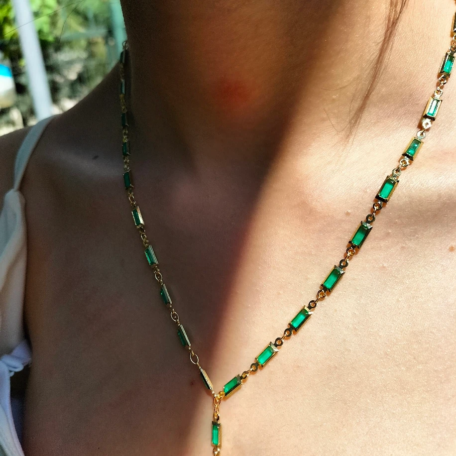 Gold Çelik Turkuaz Baget Y Kolye