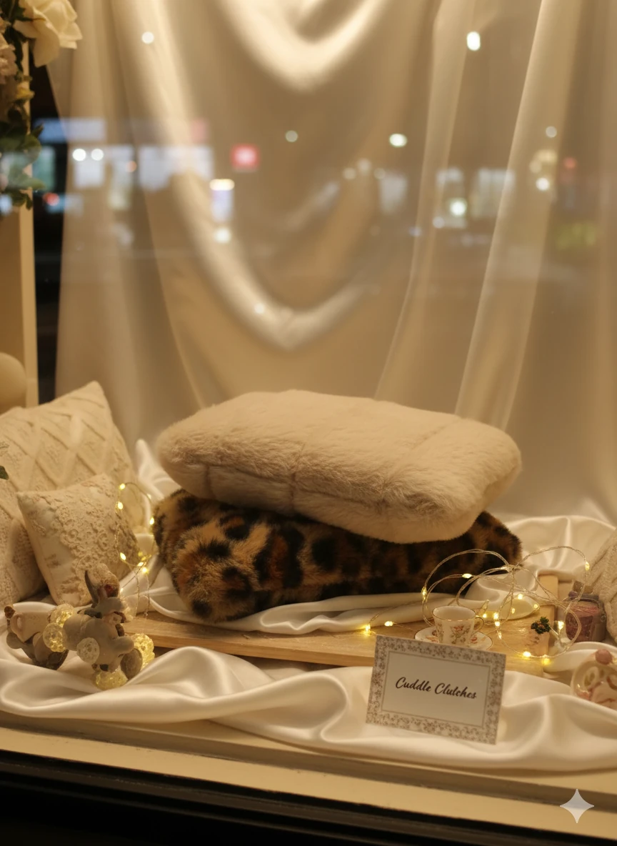 Krem Peluş Çok Amaçlı Portföy Çanta 