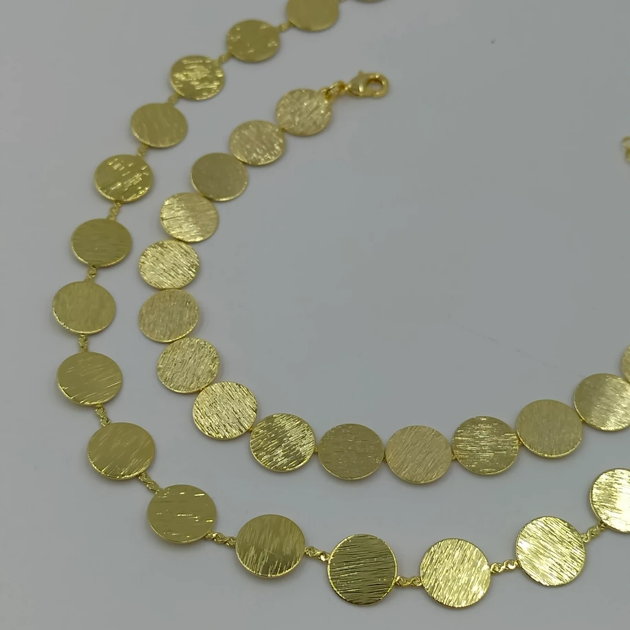 Gold Küçük Boy Mat Plaka Kolye Bileklik Takım