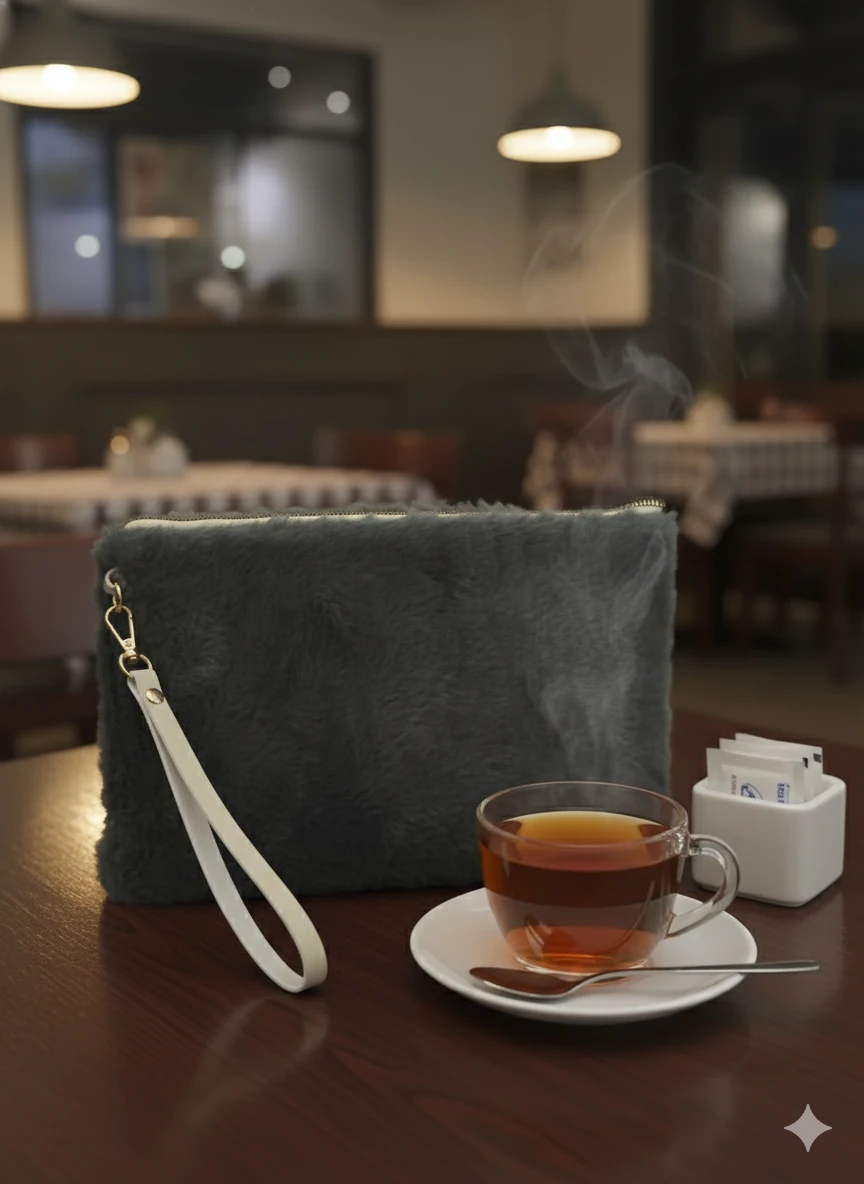 Peluş Antrasit Portföy Çanta  image