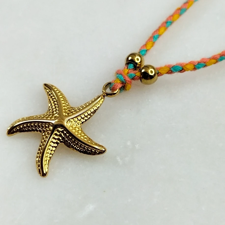 Gold Çelik Örme İp Deniz Yıldızı Kolye