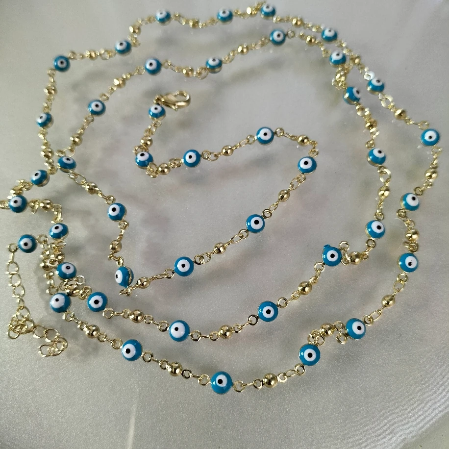 Gold Dorikalı Nazarlı Uzun Kolye image