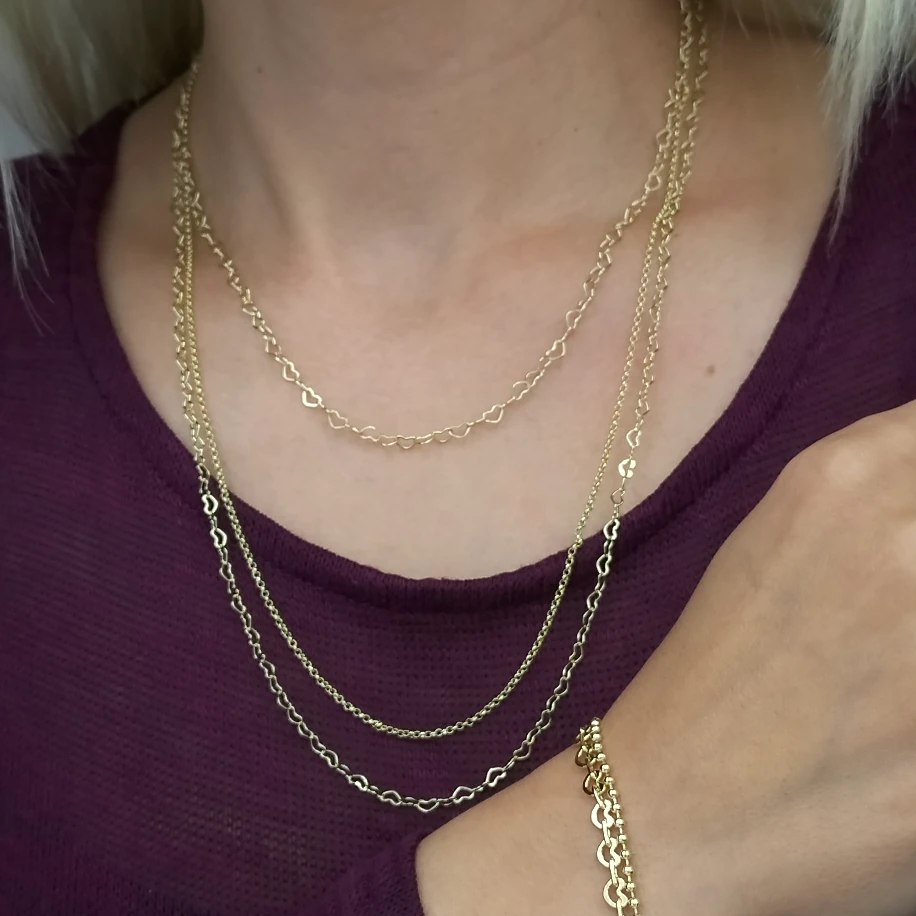 Gold Tek Kilitte Üçlü Kolye Bileklik Kombin image