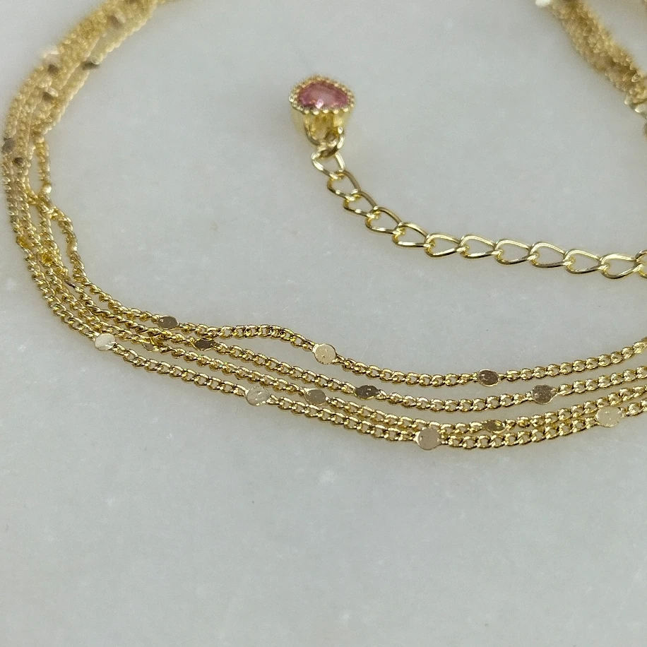 Gold Dört Sıra Mini Pullu Halhal image