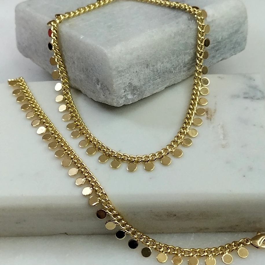 Gold Pullu Oryantal Kolye Bileklik Takım image