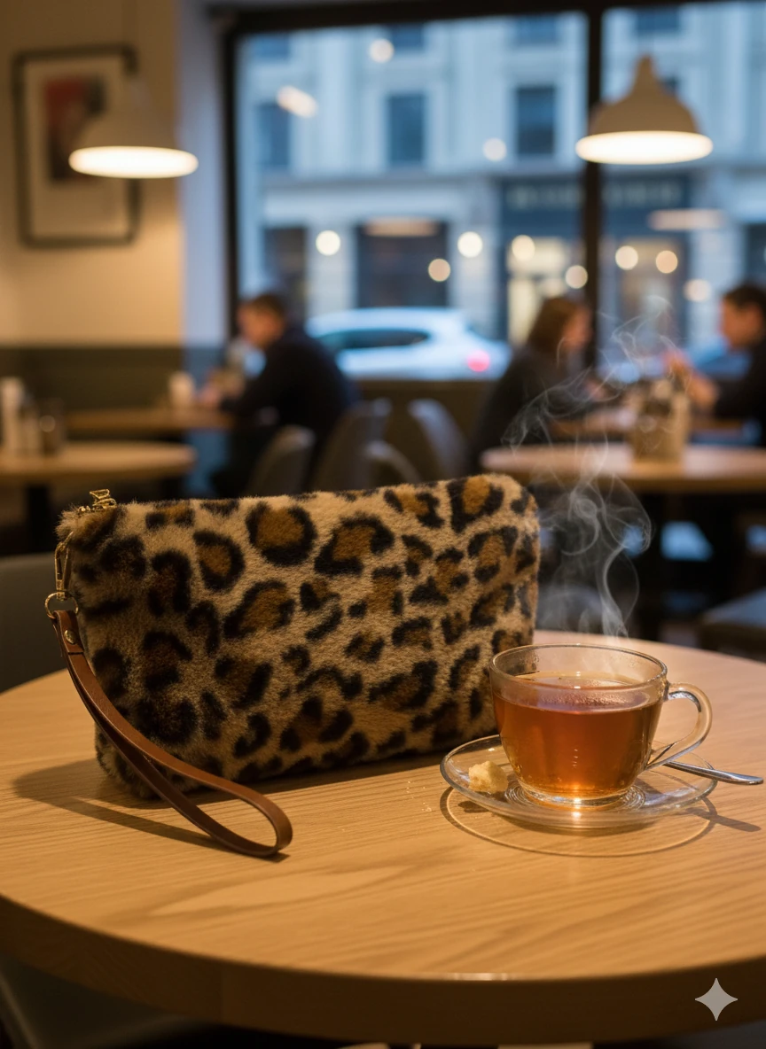 Leopar Peluş Çok Amaçlı Portföy Çanta  image