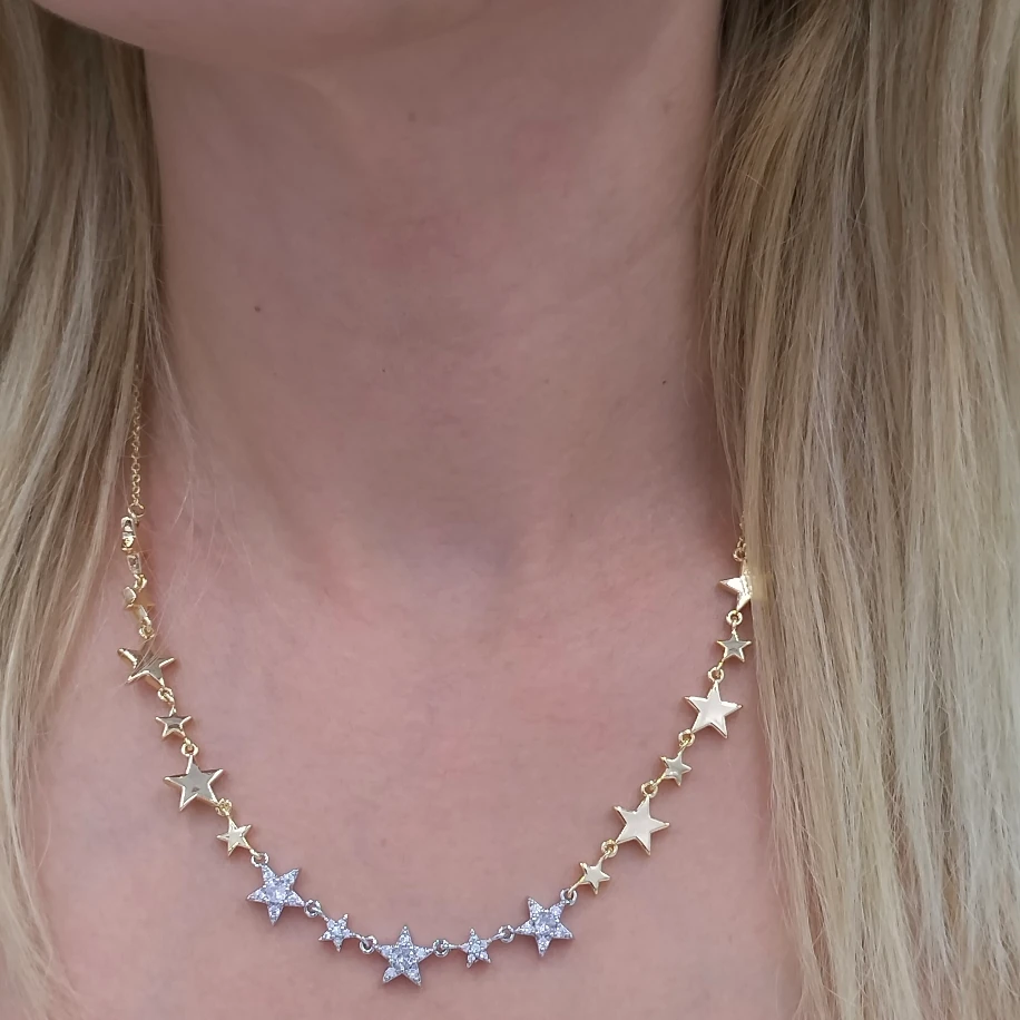 Gold Silver Yıldız Kolye