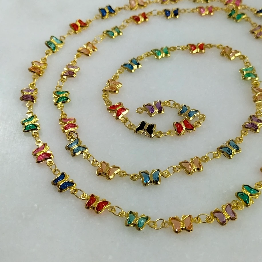 Gold Kelebekli Y Kolye