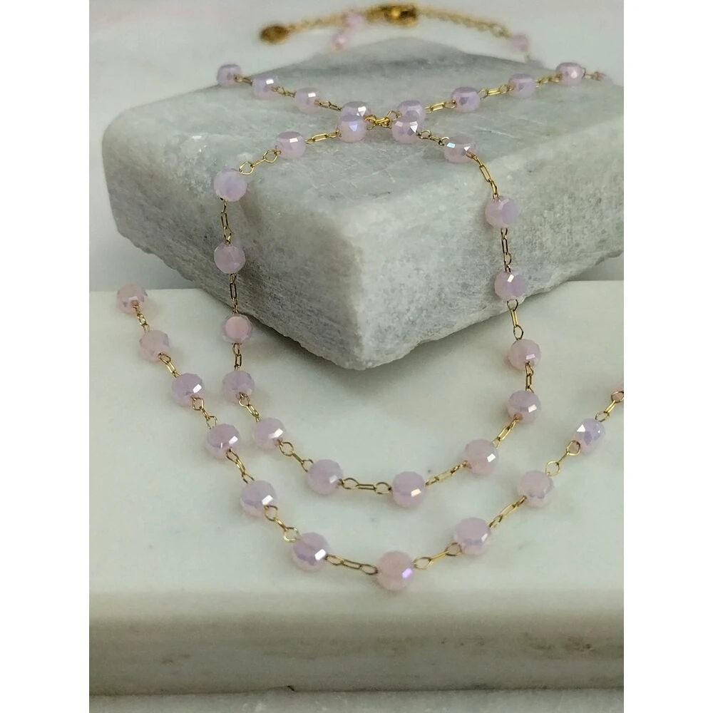 Gold Toz Pembe Kolye Halhal Takım