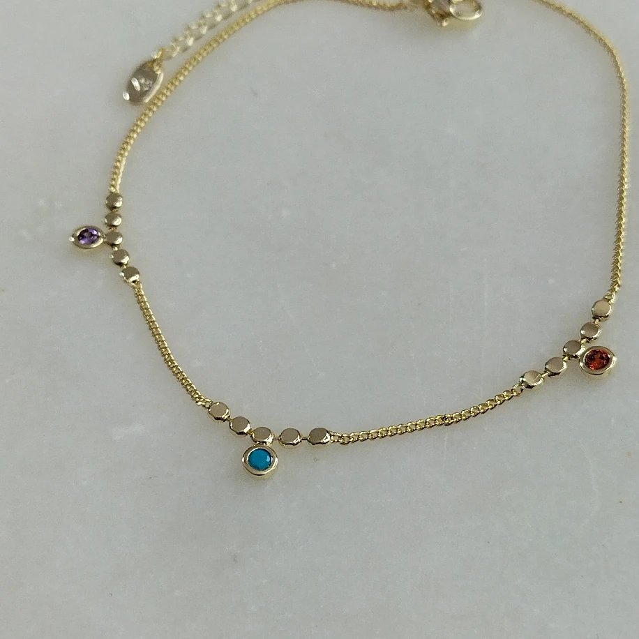 Gold Renkli Kristal Taşlı Halhal