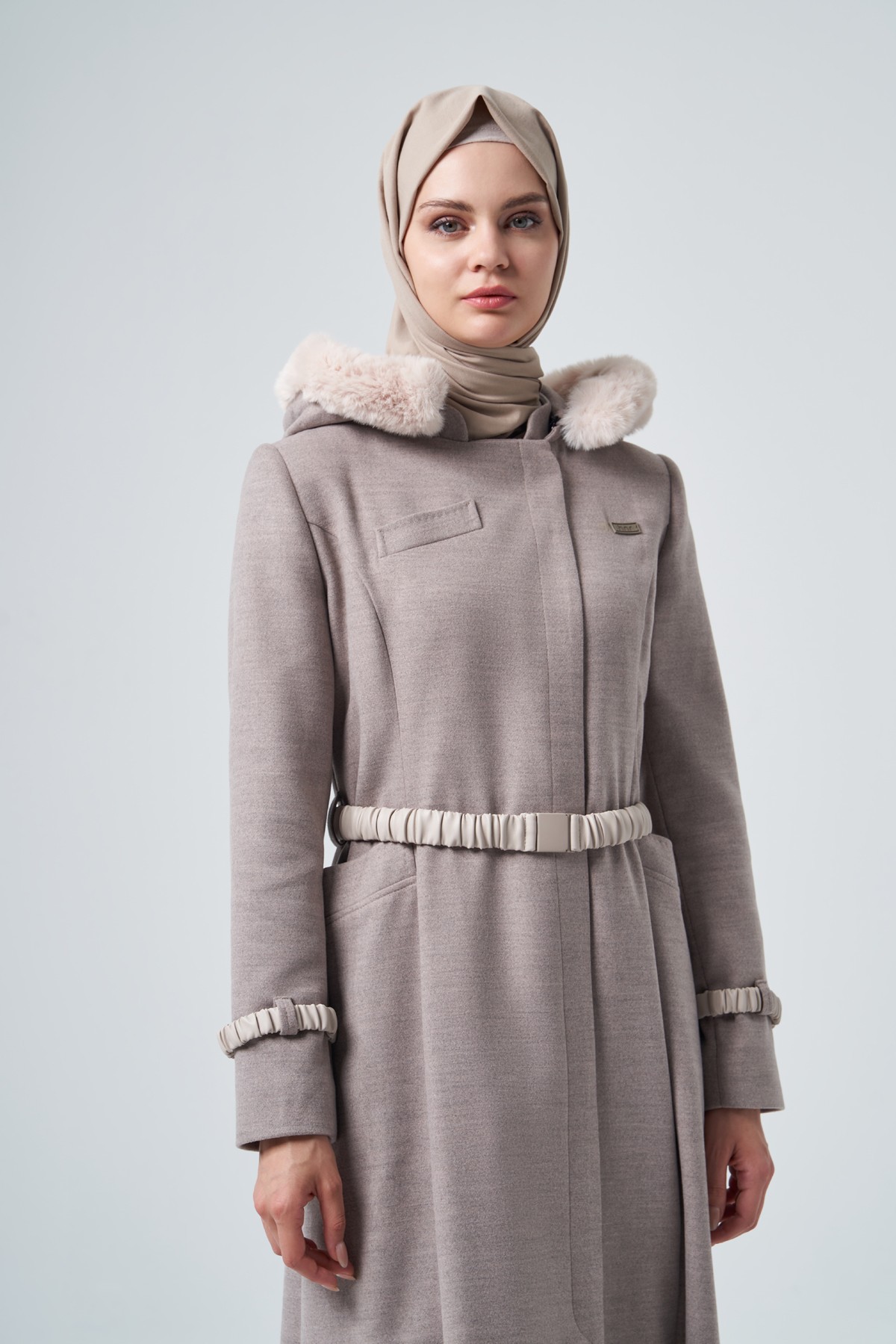 HNR Apoletli Kürklü Manto 3524