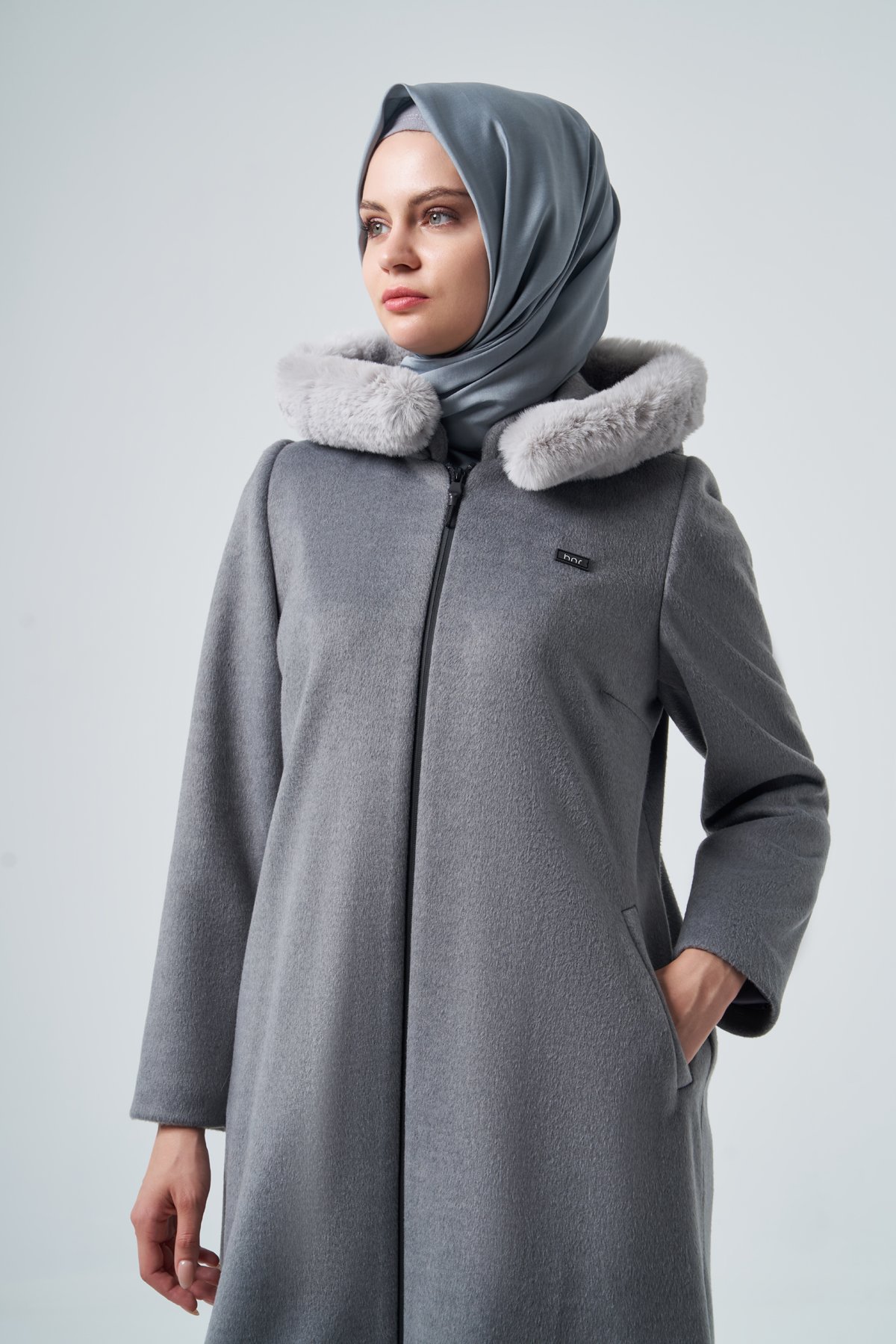 HNR Kürklü Kaşe Manto 4529