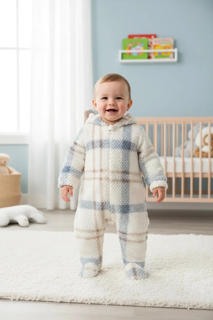 Ekose Desenli Kozmonot Tulum - Mavi