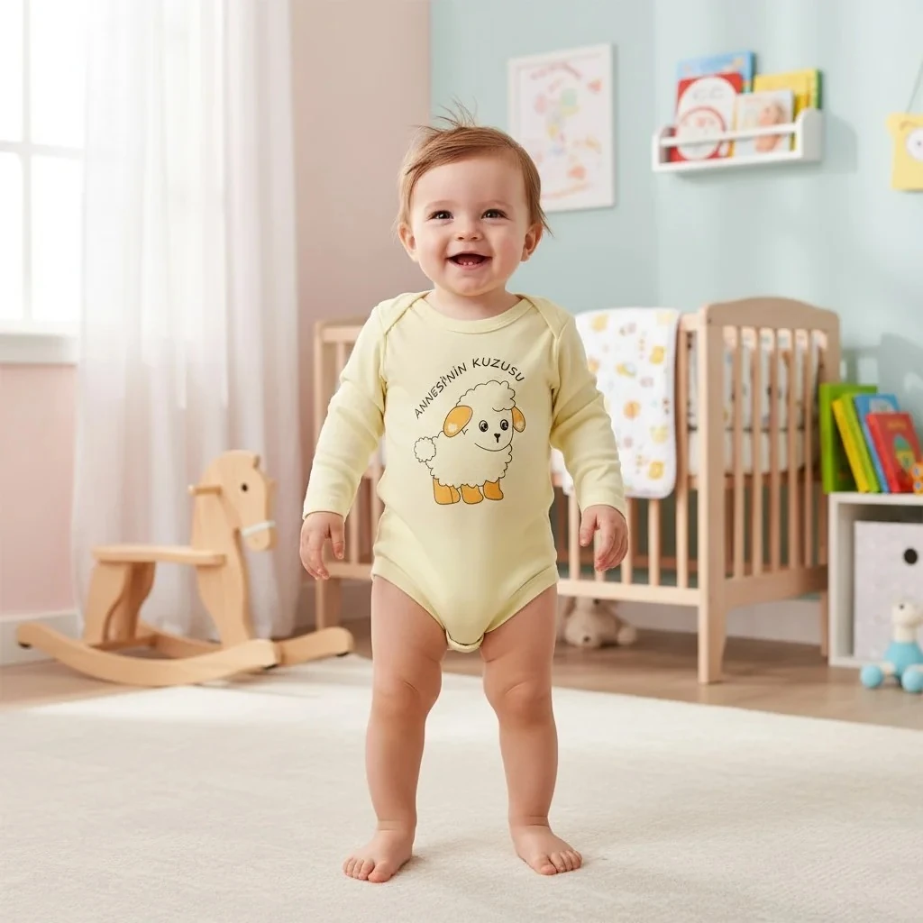 Annesinin Kuzusu Yazılı Bebek Zıbın