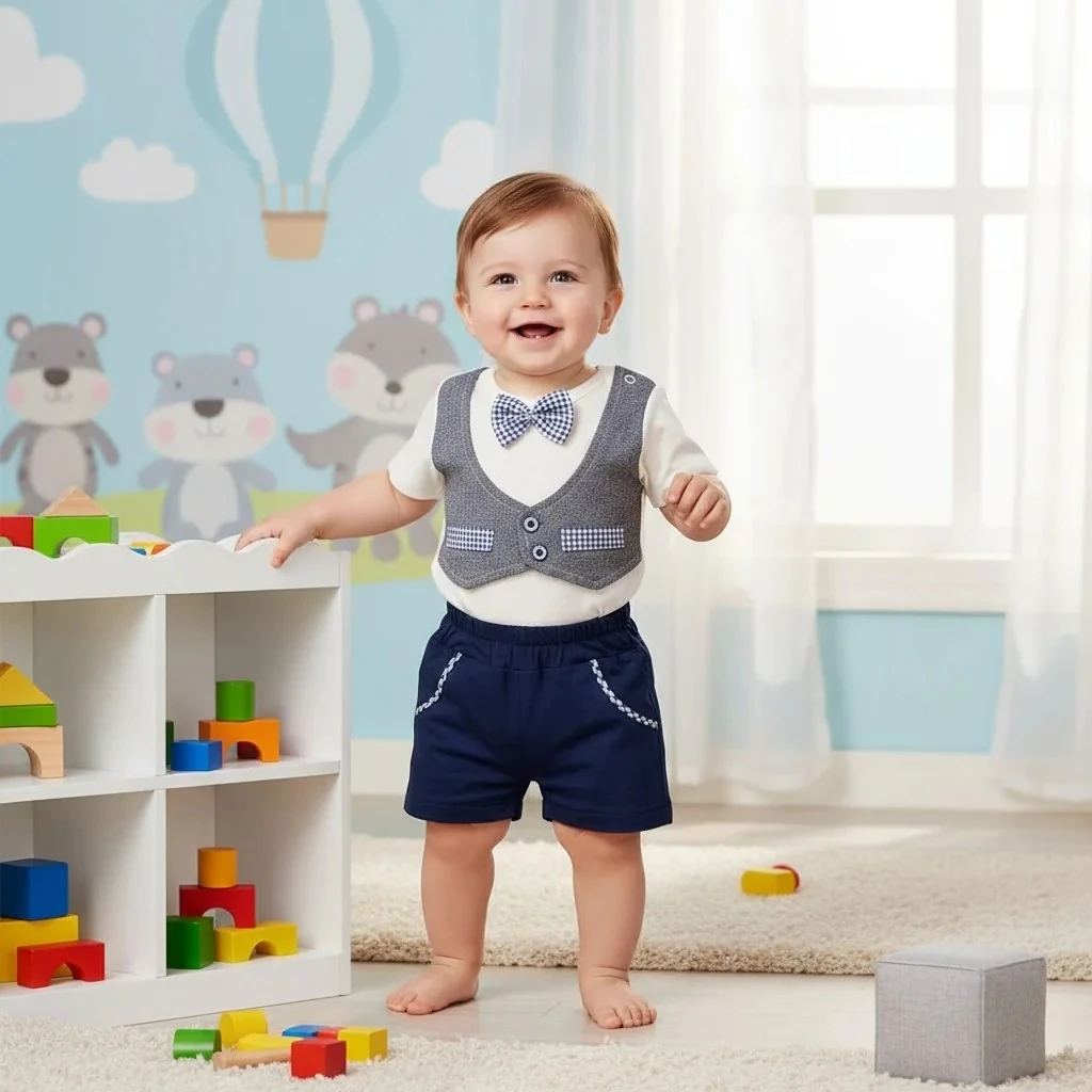 Papyonlu Yarım Yelekli Erkek Zıbın Takımı