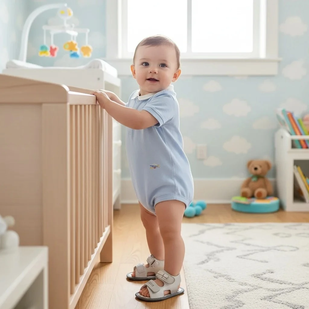 Sandalet Model Erkek Bebek İlk Adım Ayakkabı - Gri