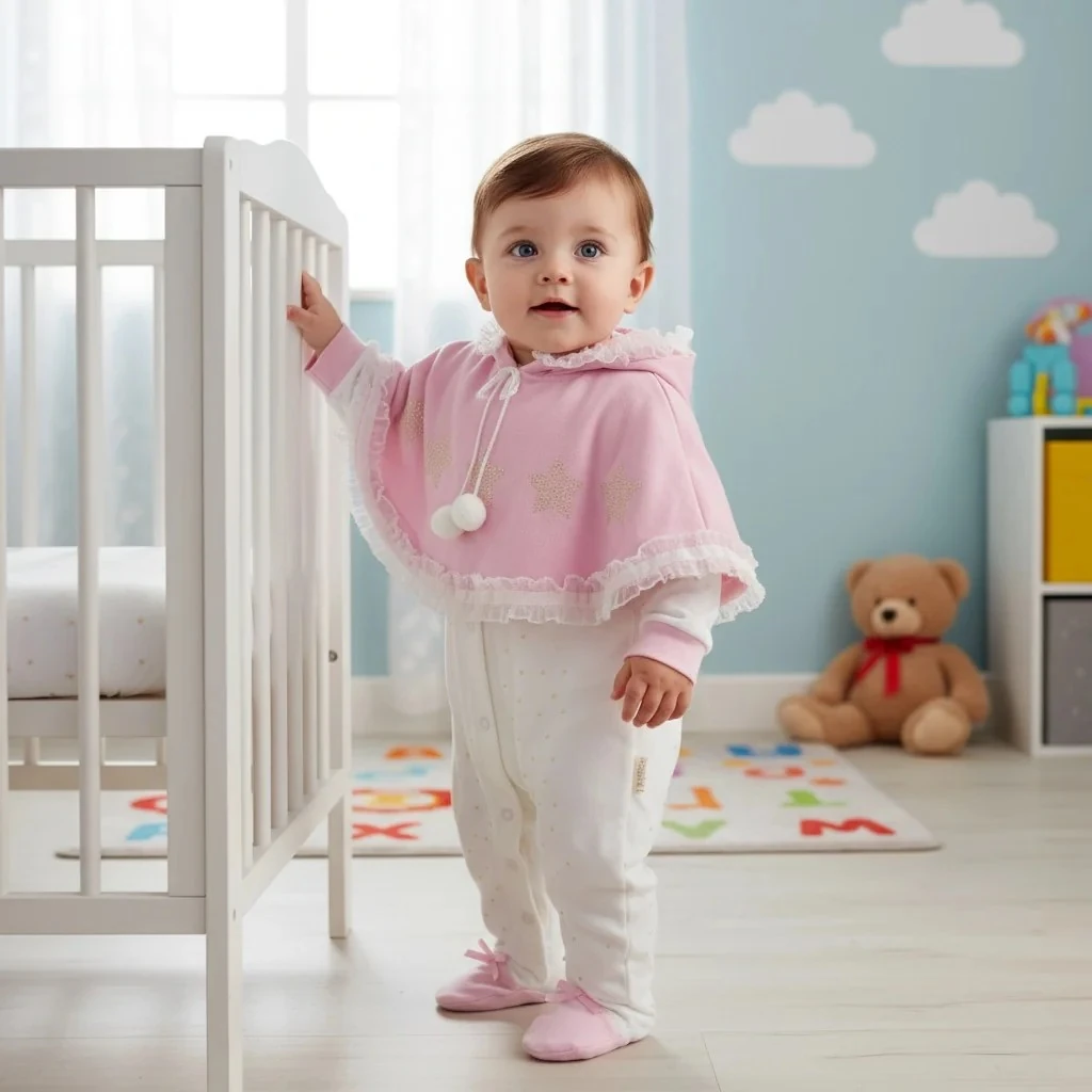 Pelerinli Kız Bebek Tulum