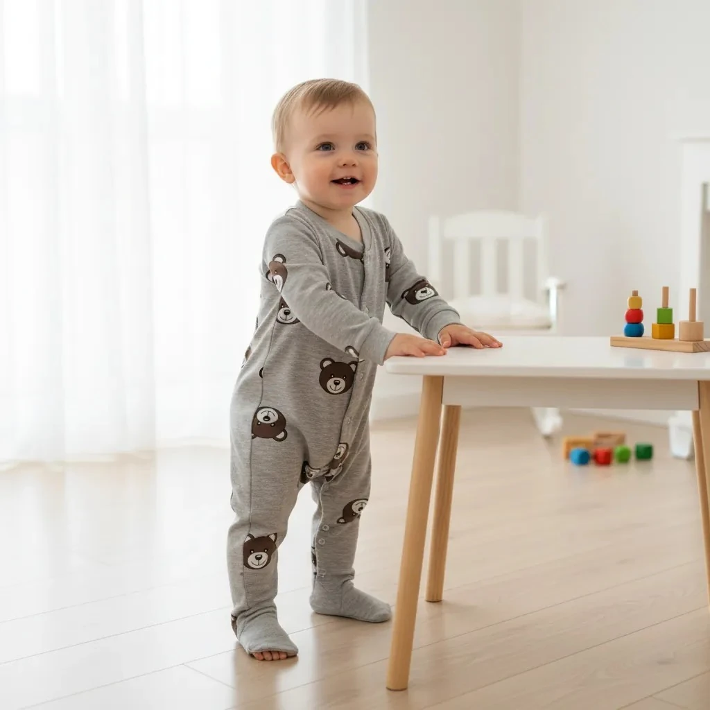 Ayıcık Baskılı Uzun Kollu Tulum