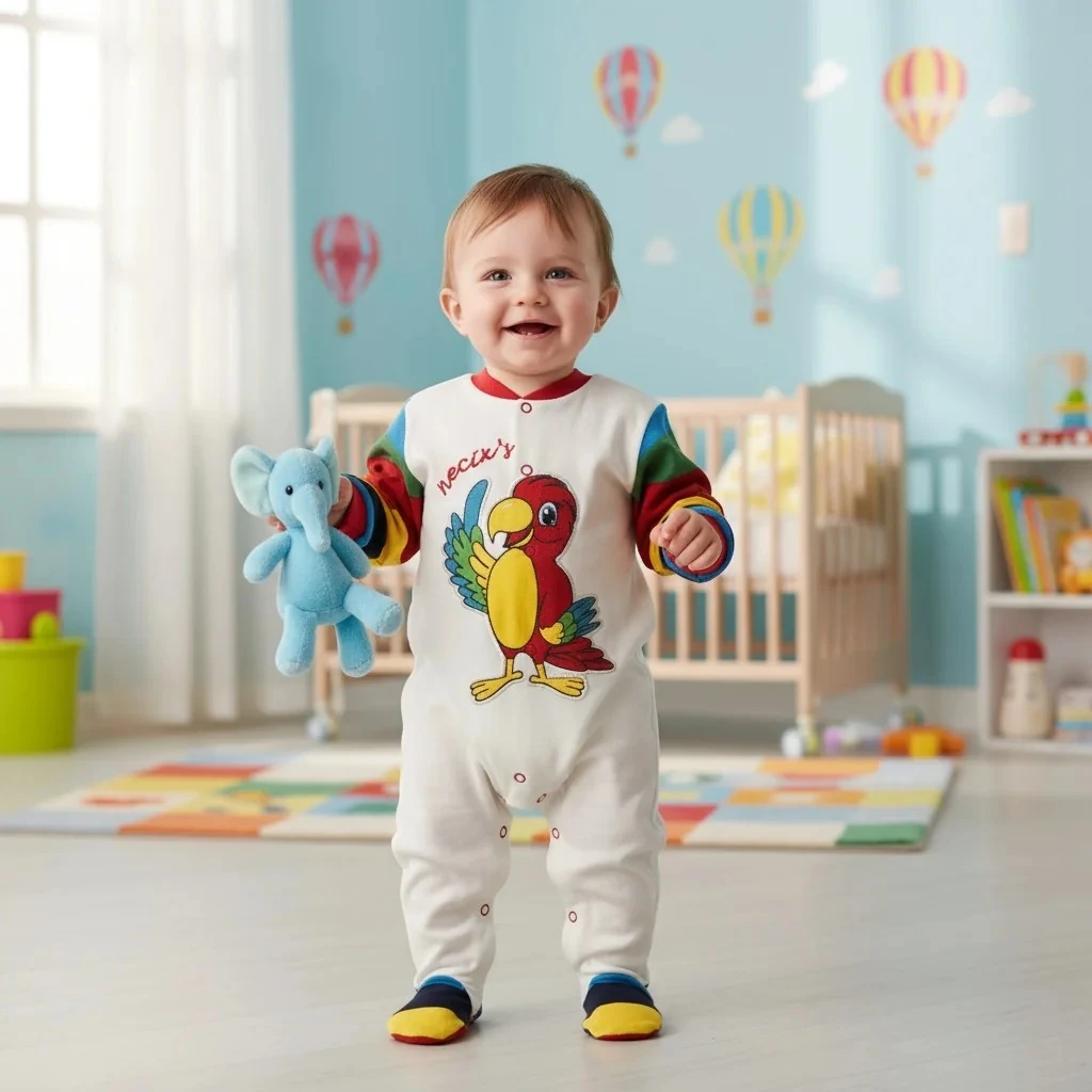 Papağan Şapkalı Uzun Kollu İkili Tulum