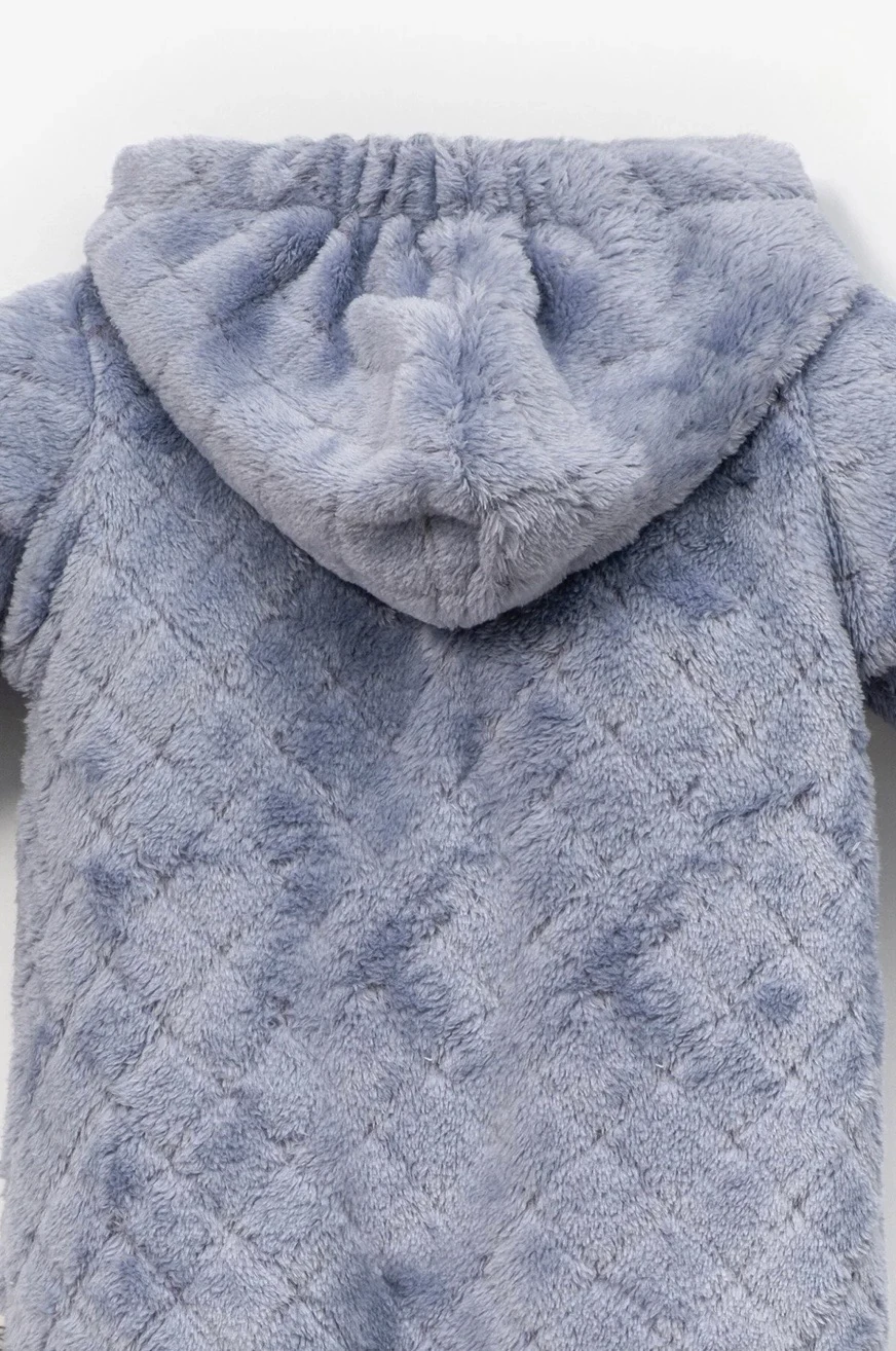 Baklava Desenli Yumoş Kozmonot Tulum - Mavi