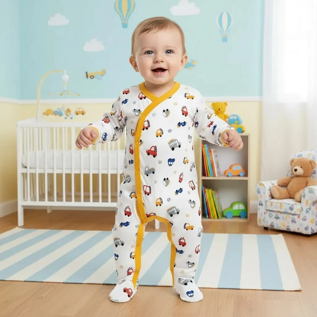 Araba Baskılı Uzun Kollu Tulum