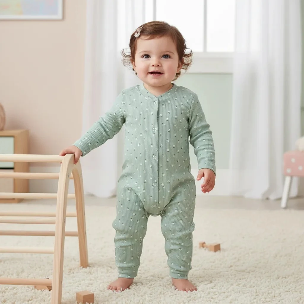 Papatya Baskılı Uzun Kollu Tulum