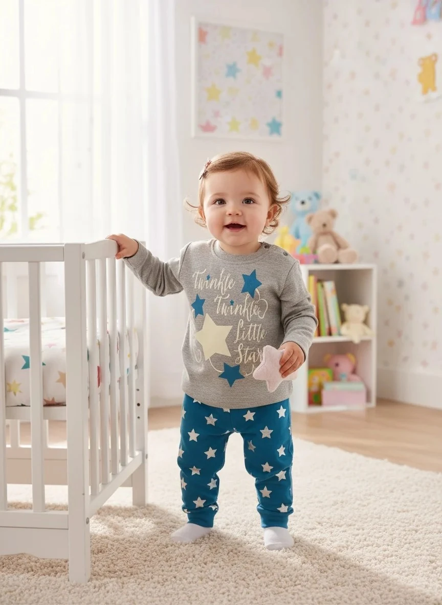 Yıldız Varaklı İkili Kız Çocuk Takım