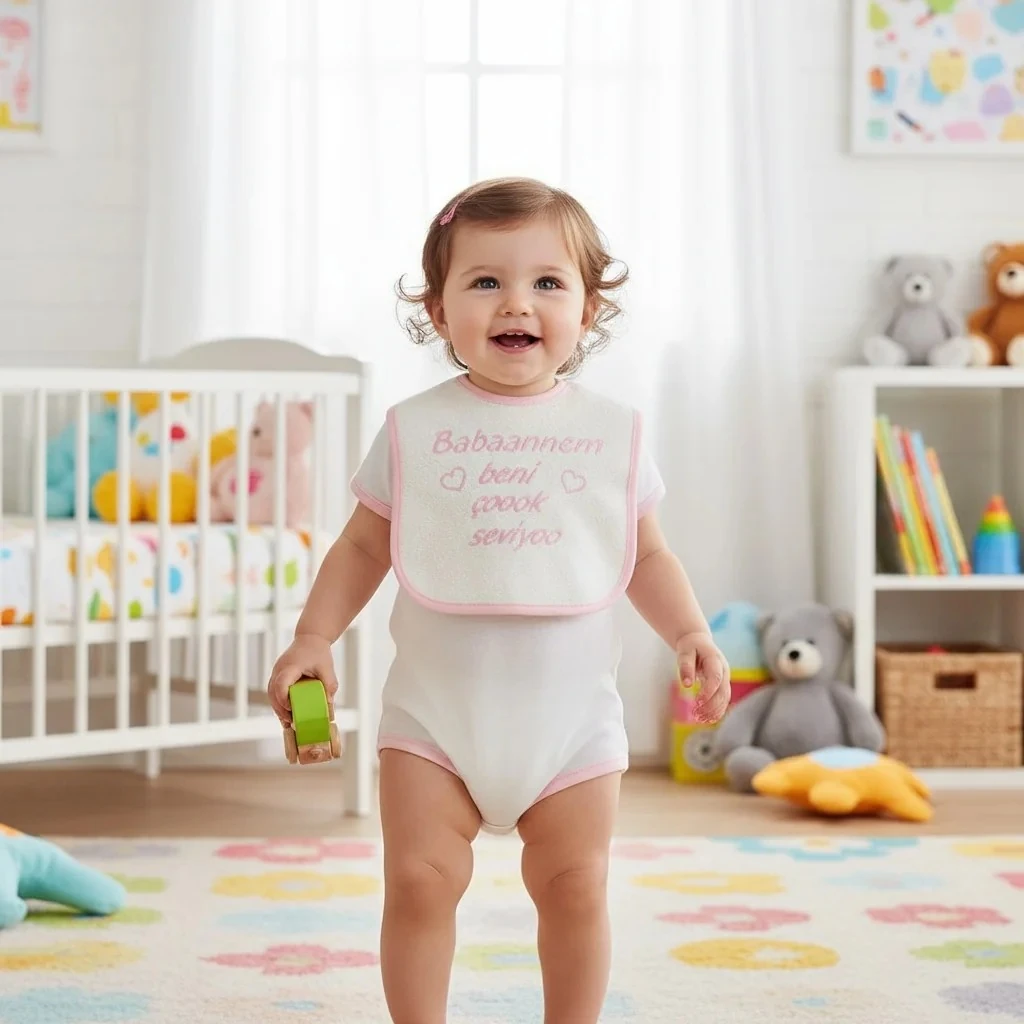 Babaannem Beni Çok Seviyor Yazılı Kız Önlük