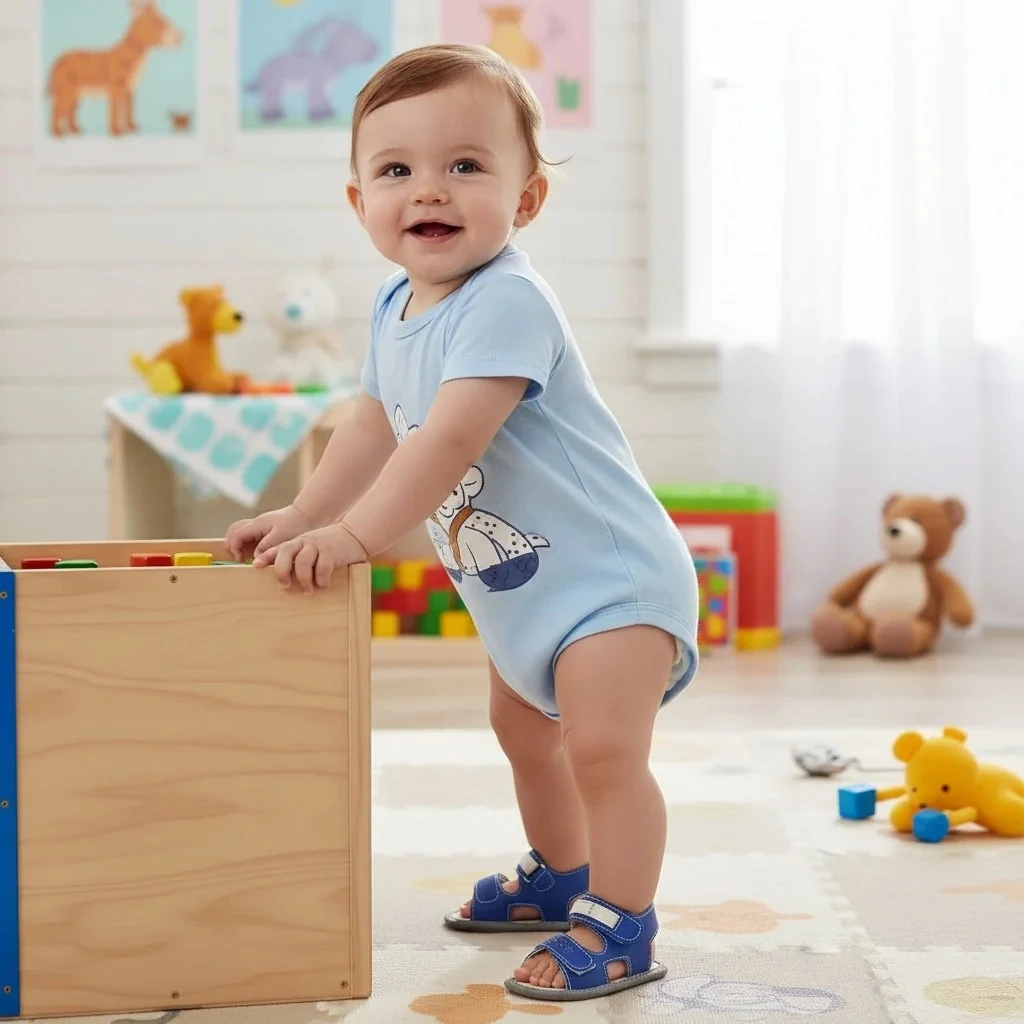 Sandalet Model Erkek Bebek İlk Adım Ayakkabı - Mavi