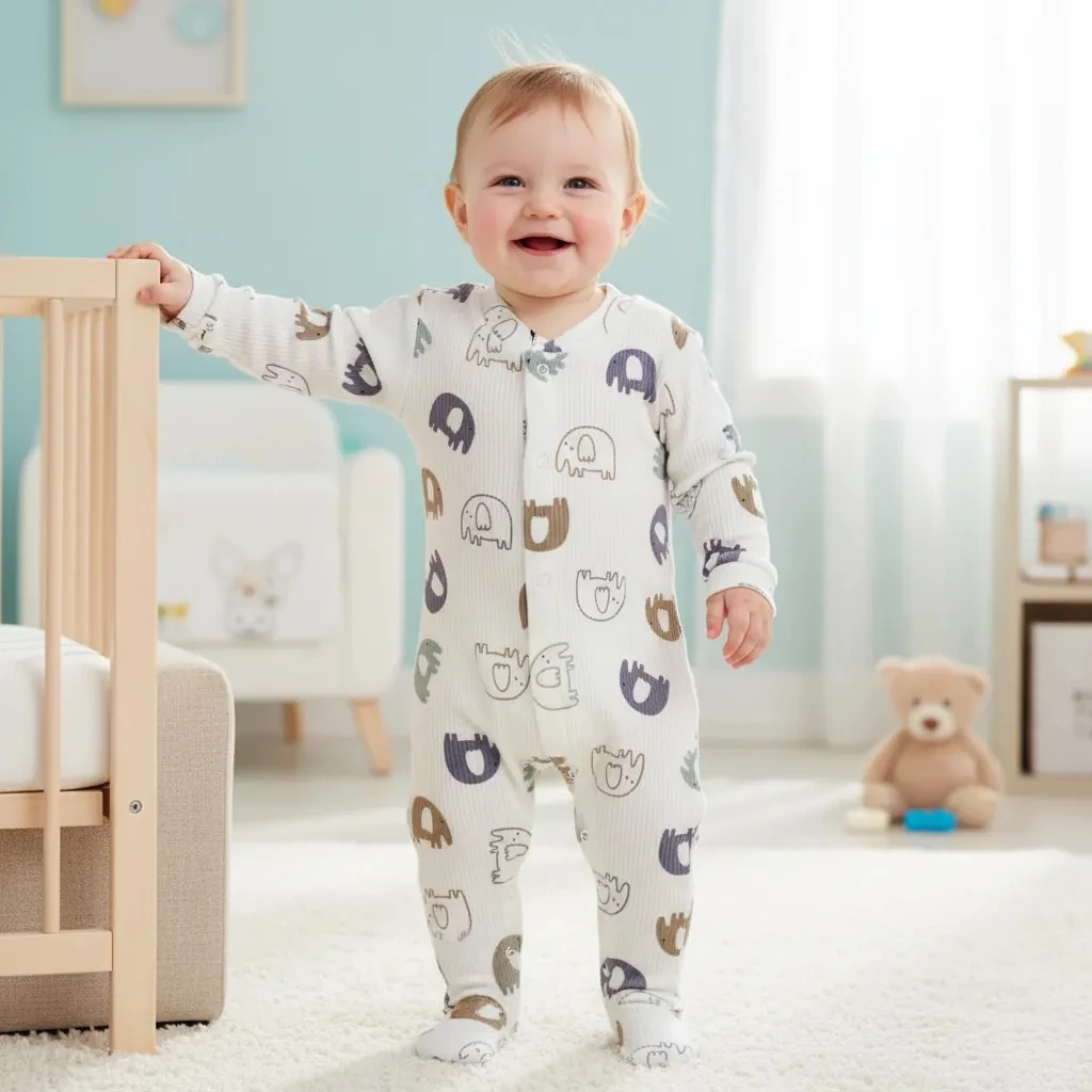 Fil Baskılı Uzun Kollu Tulum