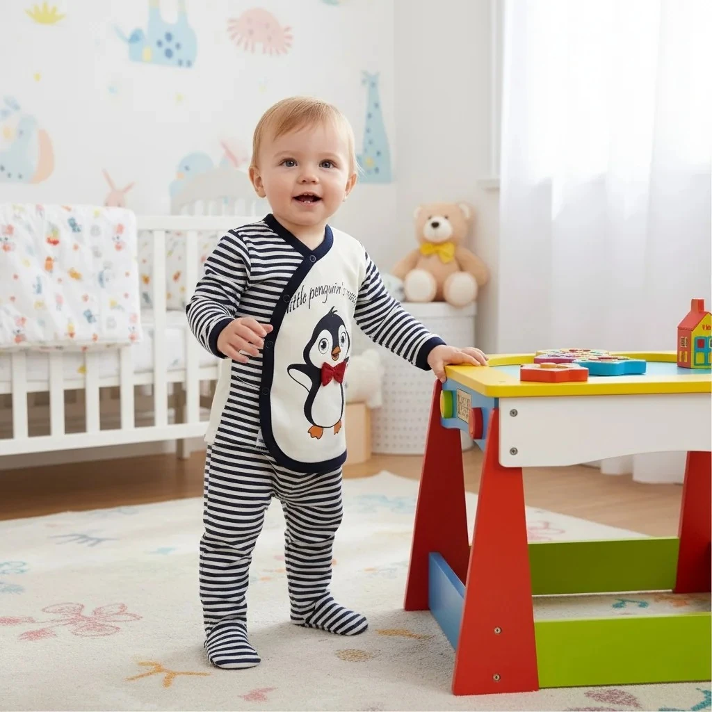 Penguen Baskılı 5'li Yenidoğan Hastane Çıkışı Seti