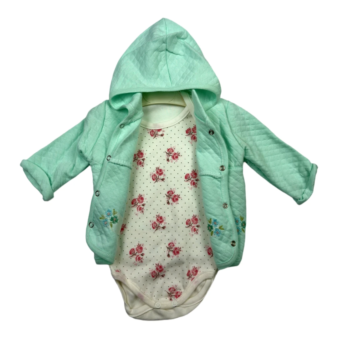 Çiçekli Kapitone Üçlü Kız Çocuk Takım