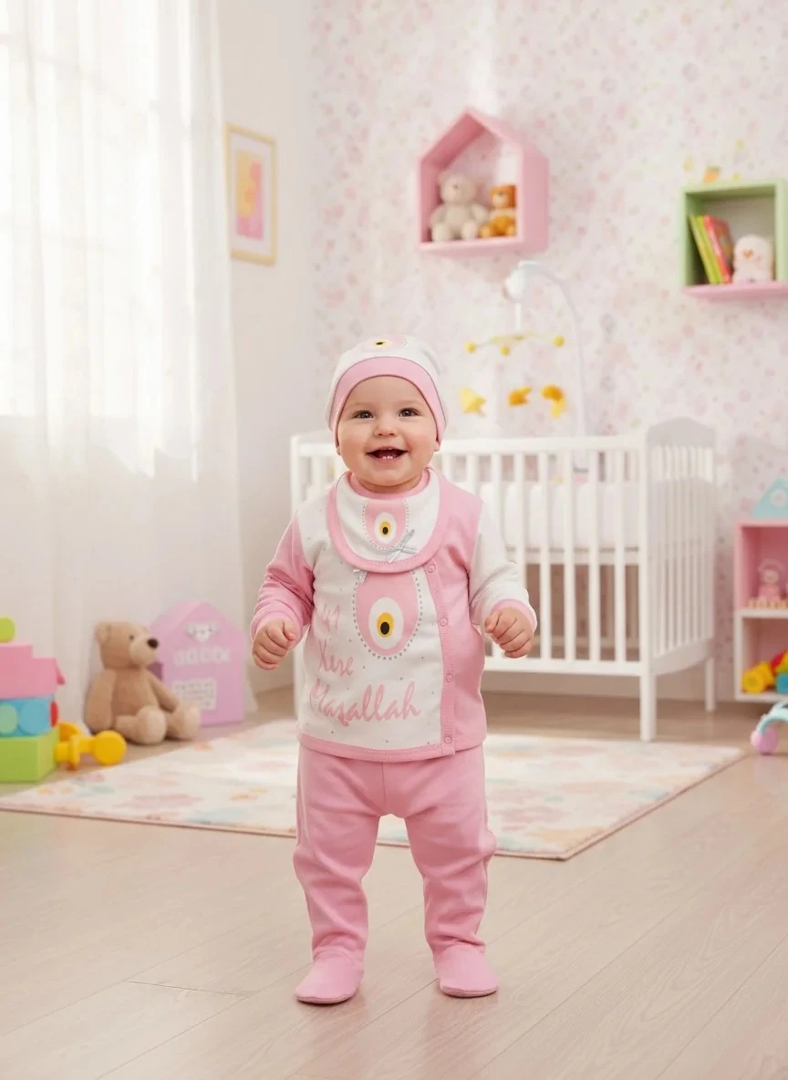 41 Kere Maşallah Pembe Kız Bebek Hastane Çıkışı Seti