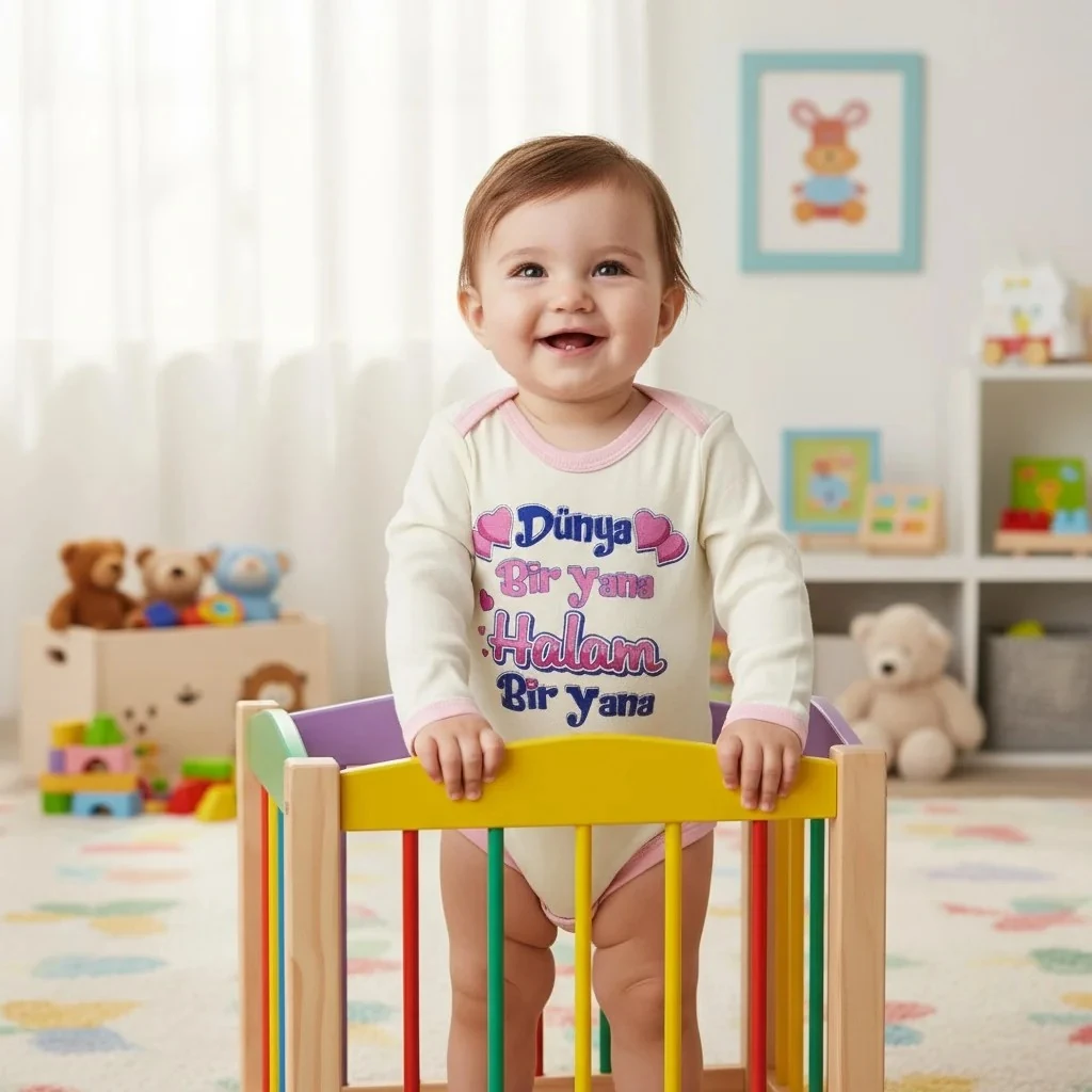 Dünya Bir Yana Halam Bir Yana Uzun Kol Kız Zıbın - Pembe