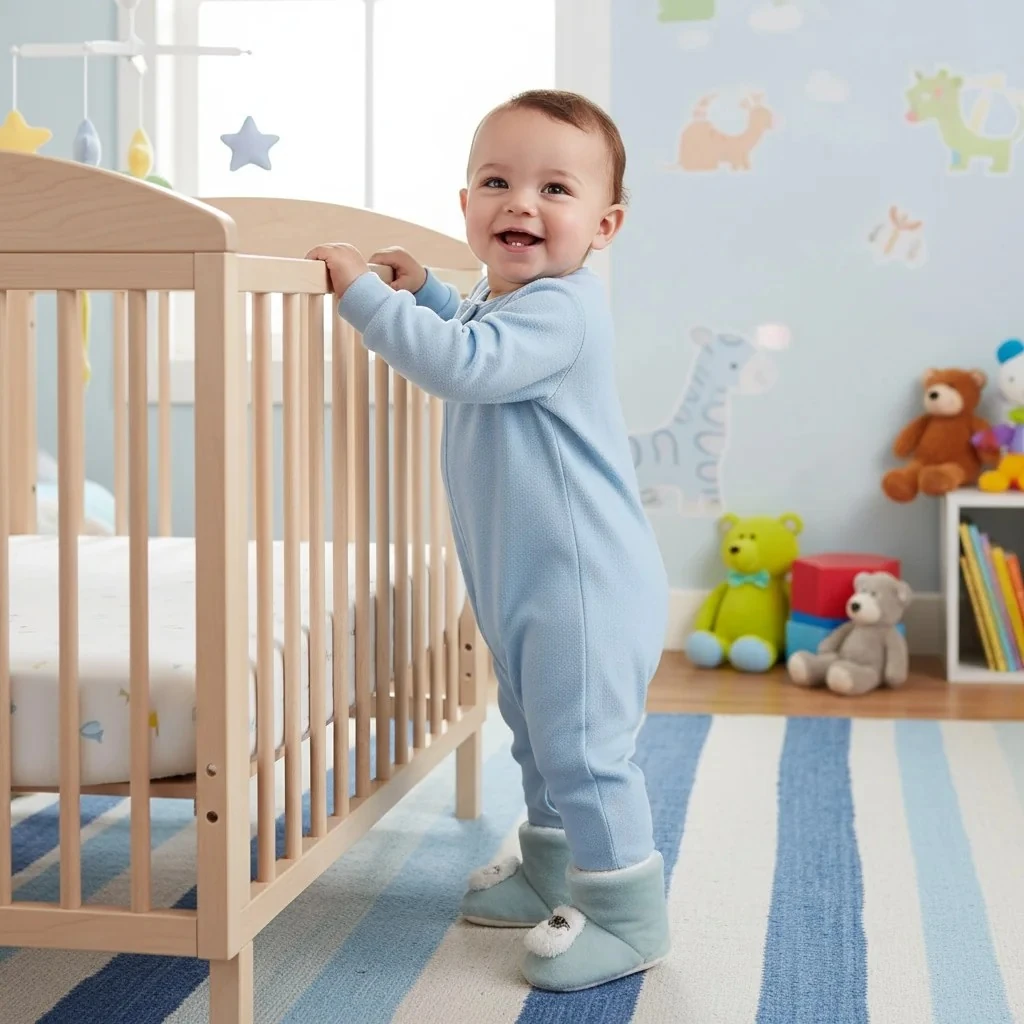 Noel Babalı Panduf Erkek Bebek İlk Adım - Mavi