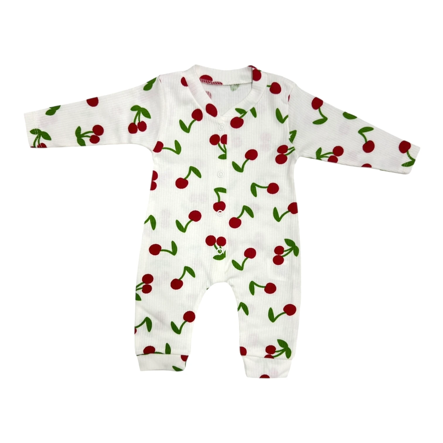 Kiraz Baskılı Uzun Kollu Tulum