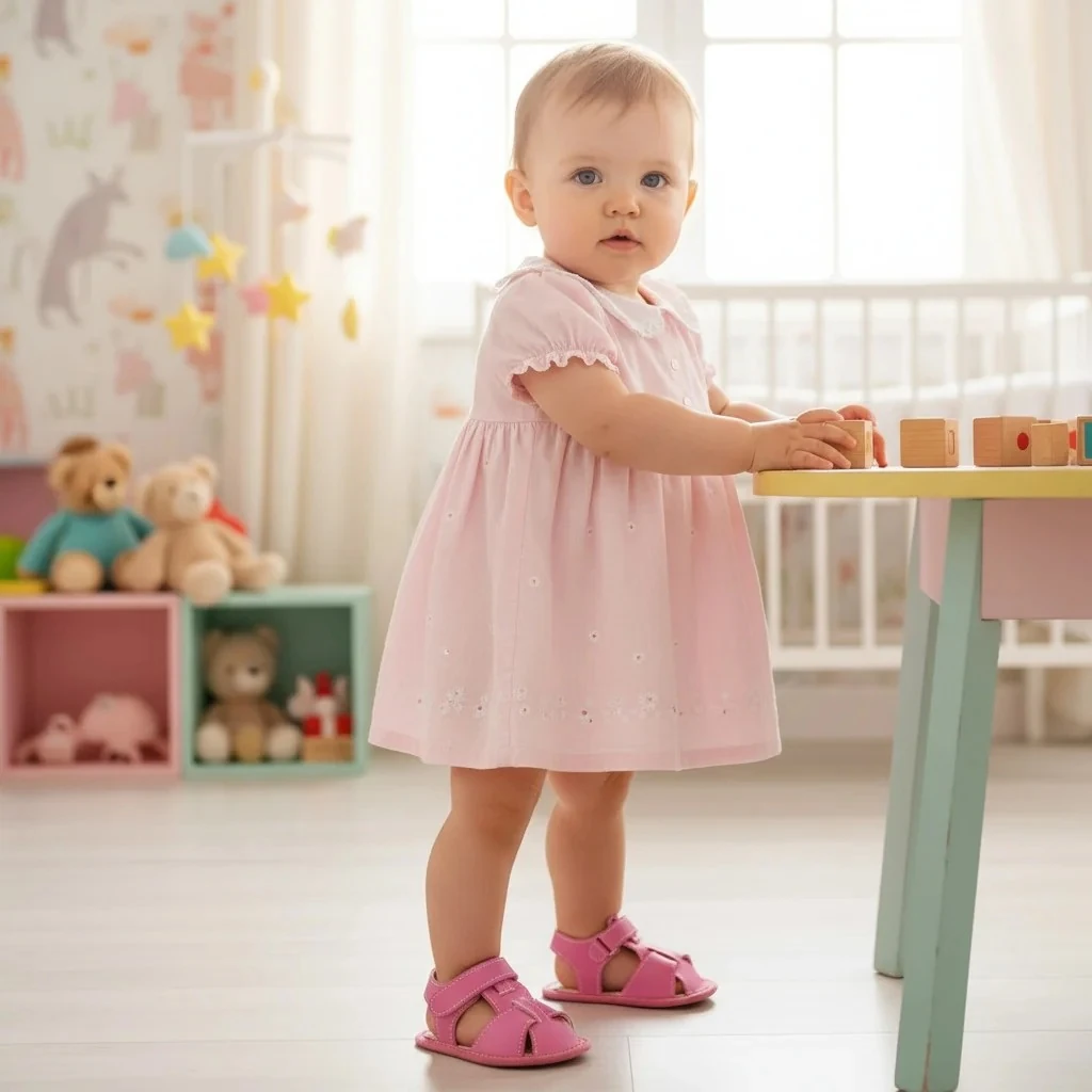 Sandalet Model İlk Adım Kız Bebek Ayakkabı - Pembe