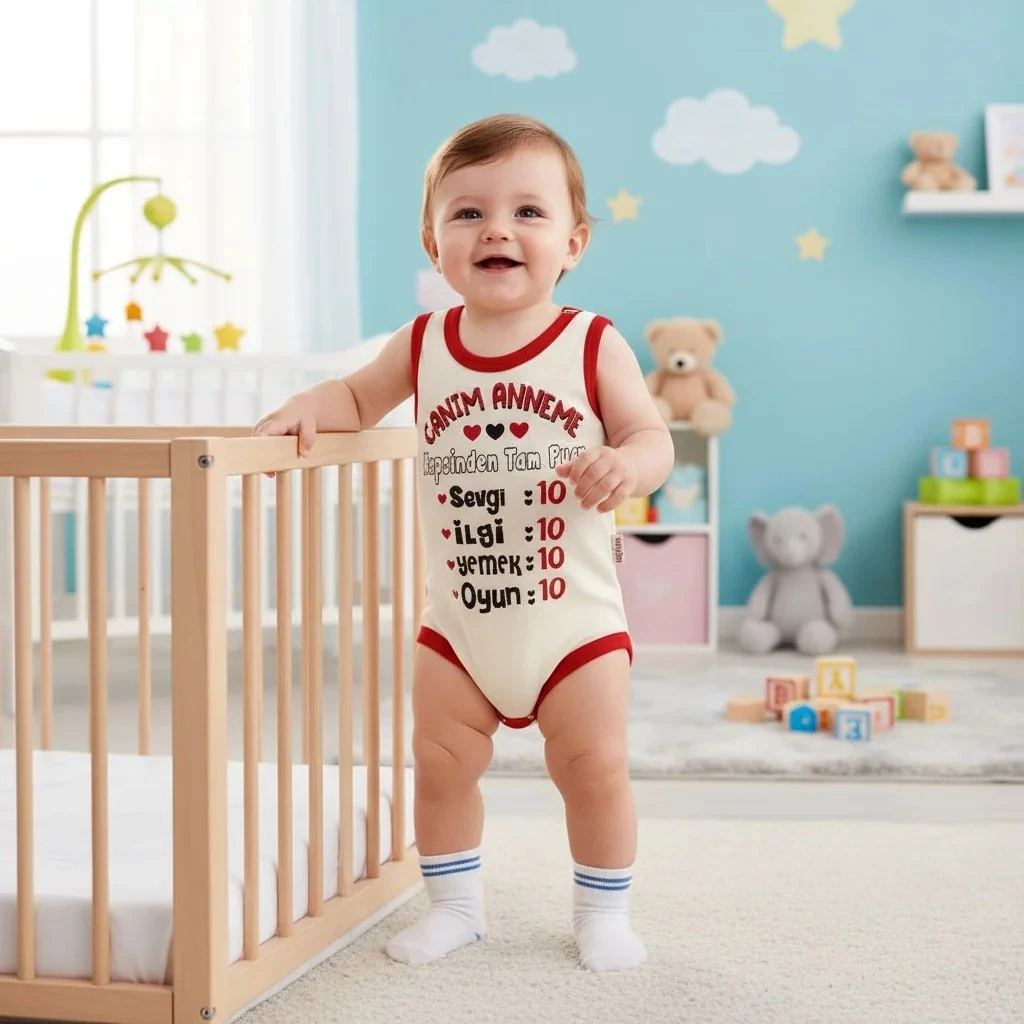 Canım Annem Yazılı Erkek Bebek Zıbın