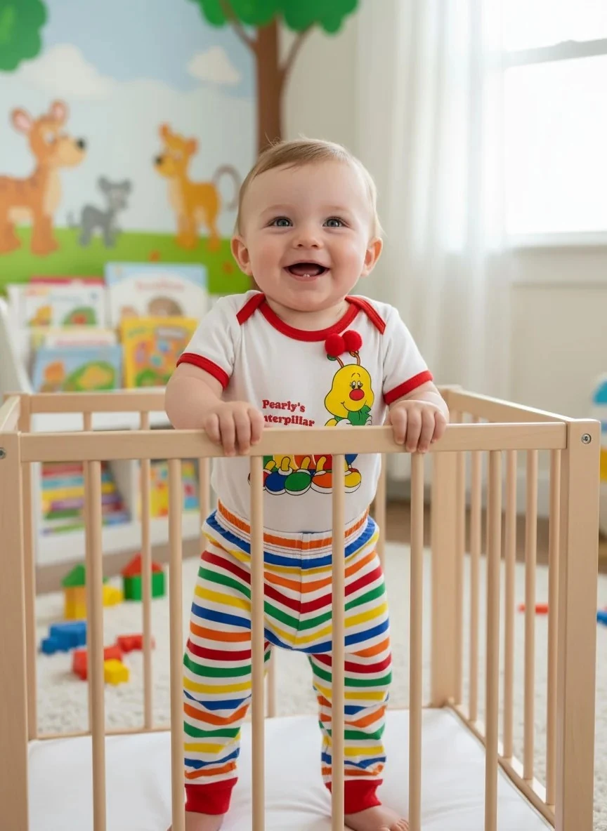 Obur Tırtıl Desenli Renkli Bebek Tulum ve Badili Takım