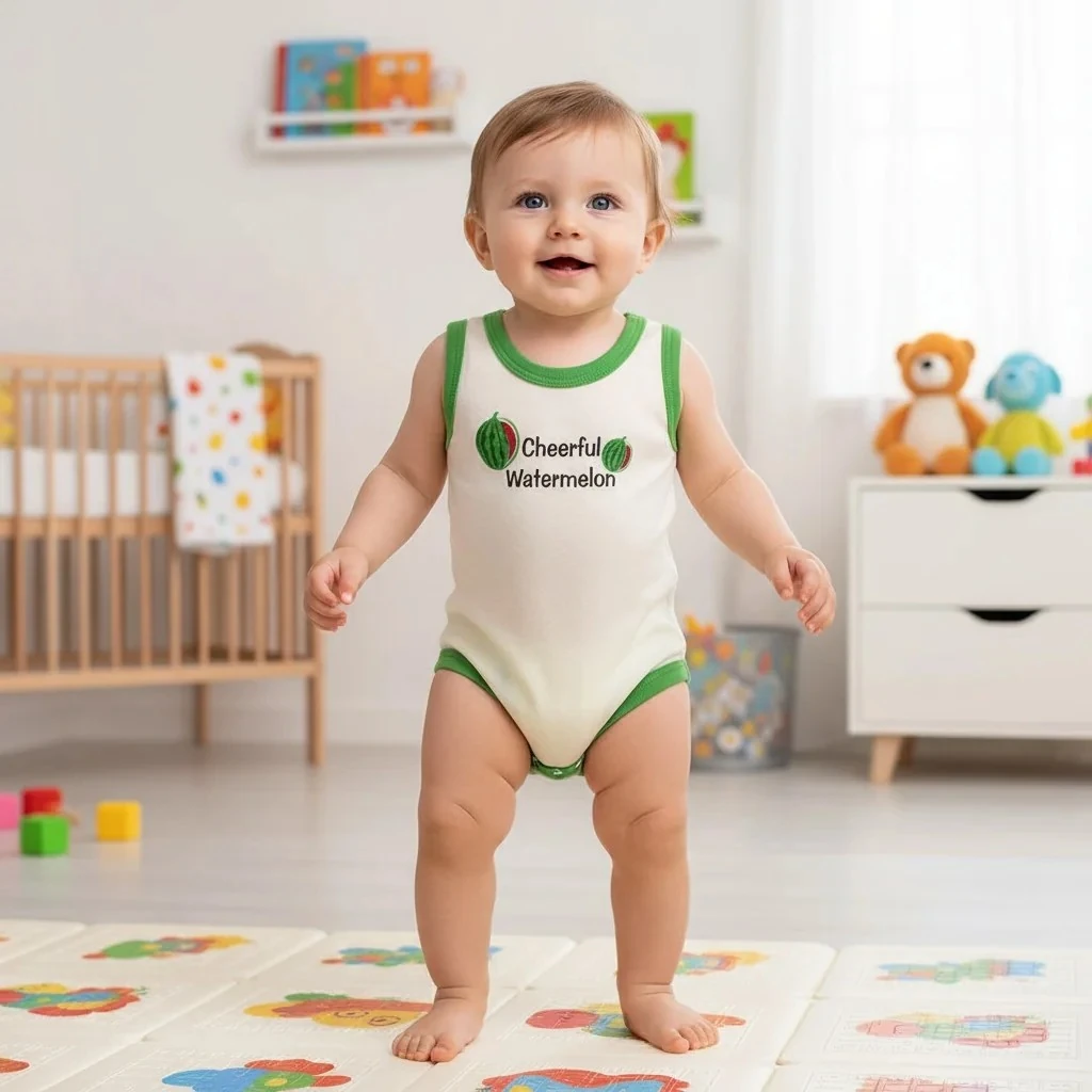 Neşeli Karpuz Desenli Erkek Bebek Zıbın