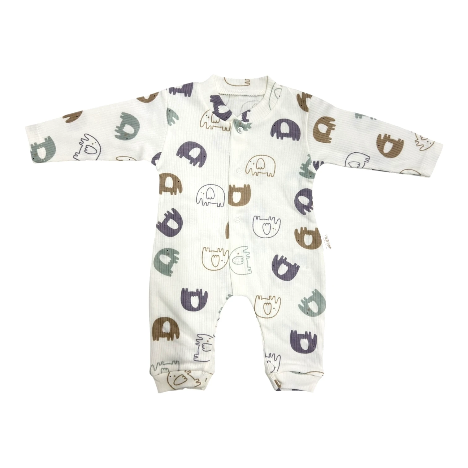 Fil Baskılı Uzun Kollu Tulum