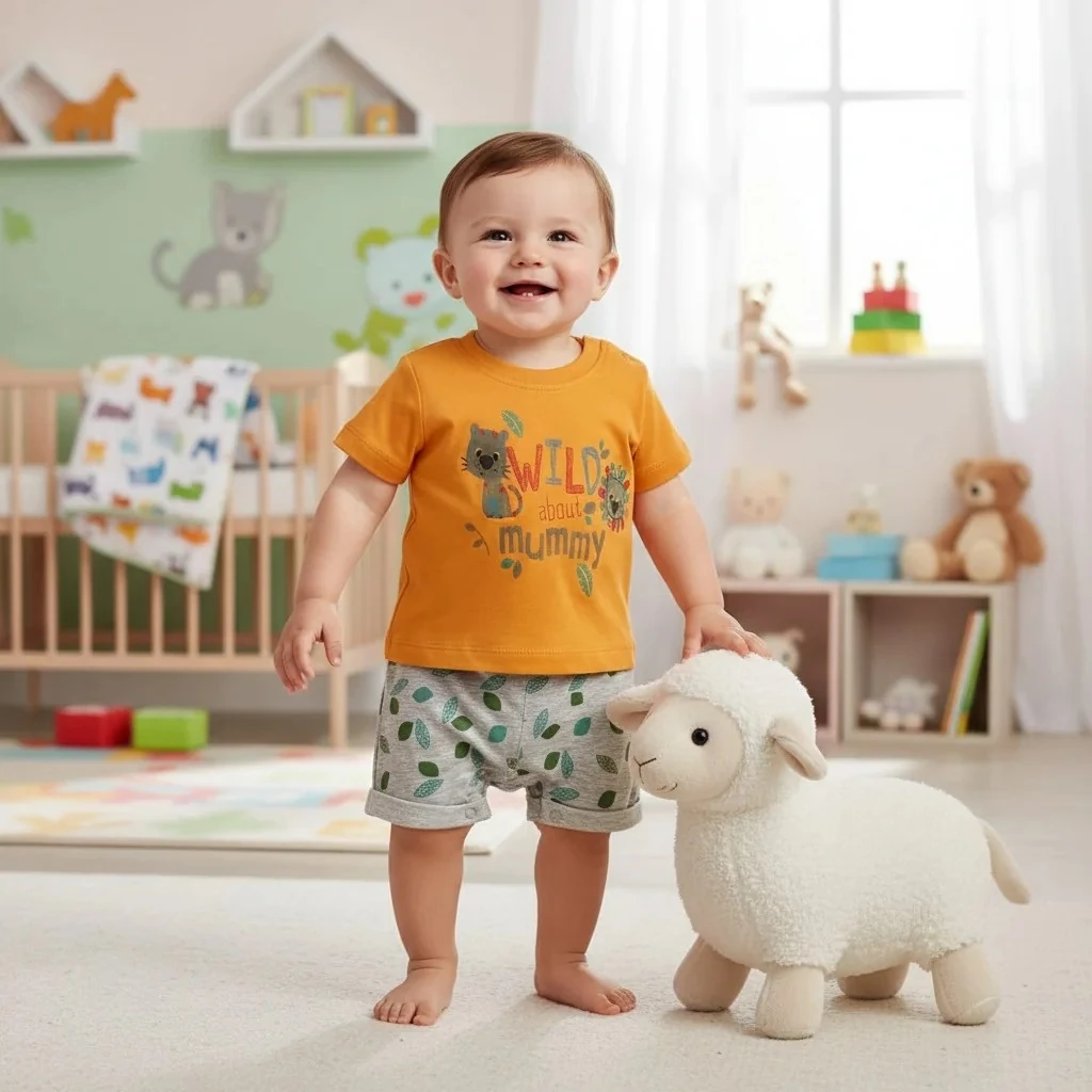 Yaprak Desenli Erkek Bebek Tulum