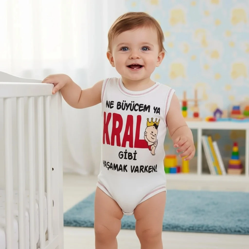 Kral Bebek Yazılı Erkek Zıbın
