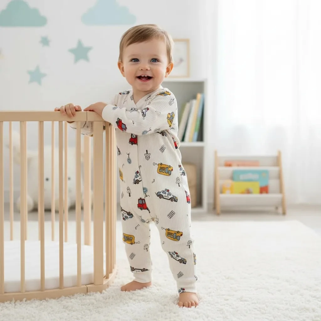 Polis Araba Baskılı Uzun Kollu Tulum