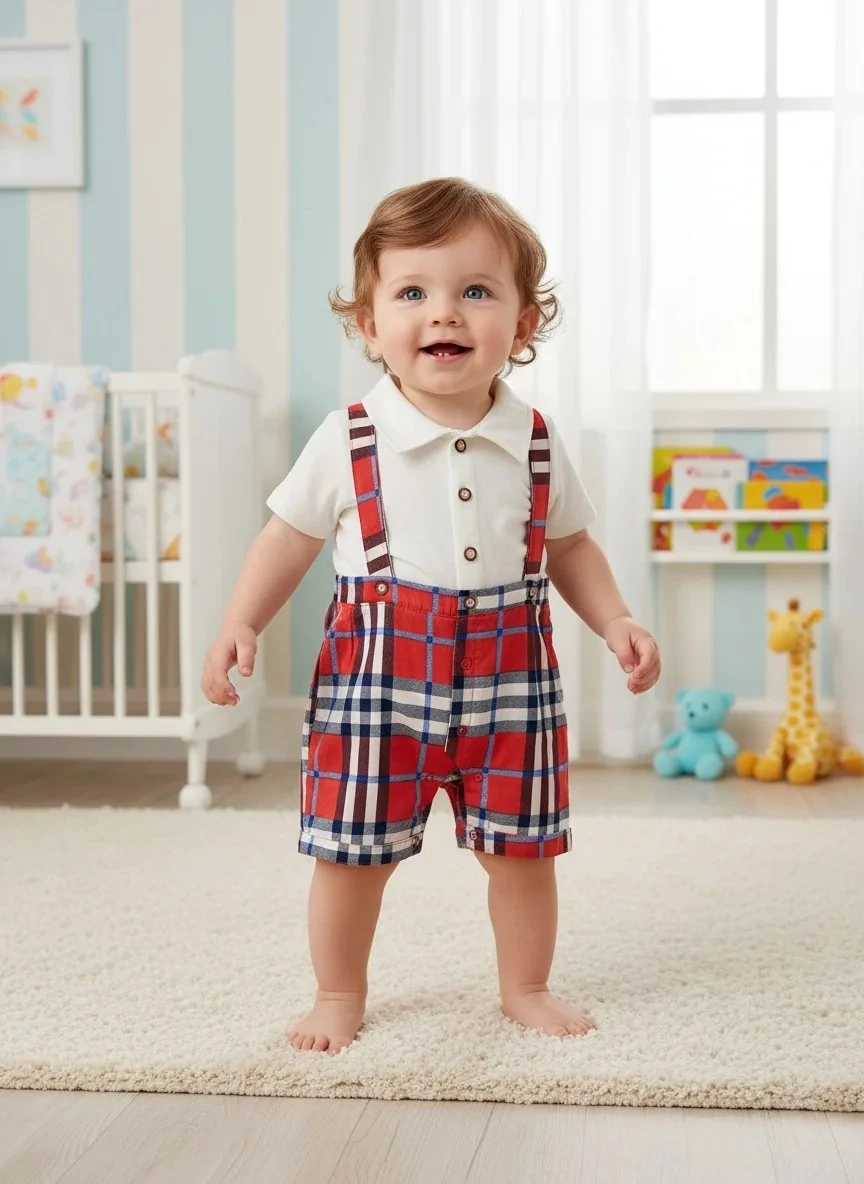 Çapraz Askılı Erkek Bebek Tulum