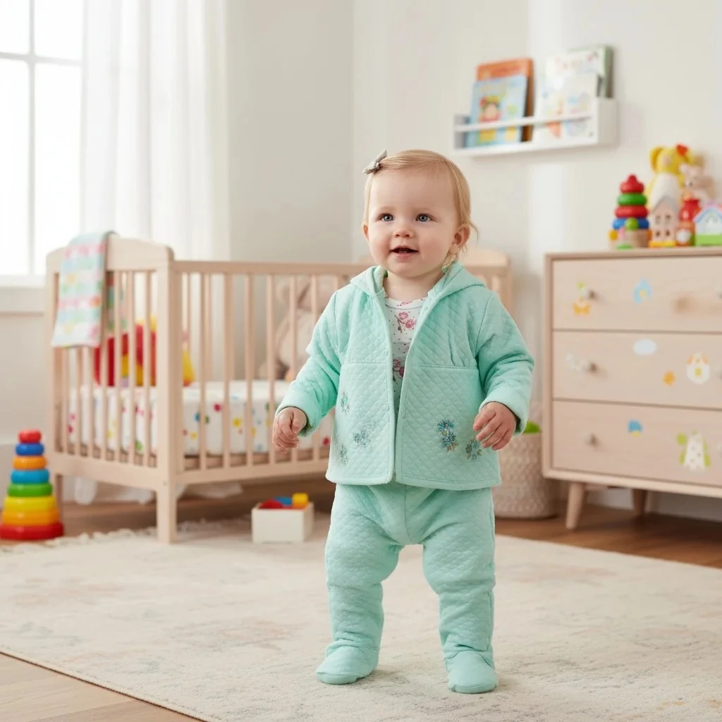 Çiçekli Kapitone Üçlü Kız Çocuk Takım