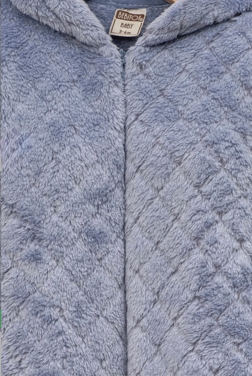 Baklava Desenli Yumoş Kozmonot Tulum - Mavi